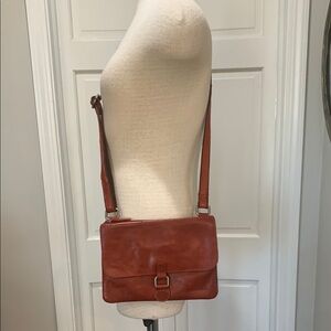 Jack Georges rust colored leather crossbody purse